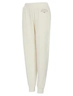 Spodnie damskie - Emporio Armani Damskie spodnie damskie z mankietami prążkowane welurowe spodnie dresowe, Pale Cream, M - miniaturka - grafika 1