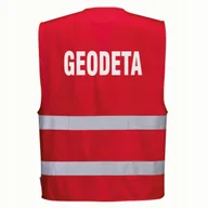 Odzież robocza - Kamizelka odblaskowa PORTWEST F474 Czerwony L/XL nadruk GEODETA - miniaturka - grafika 1