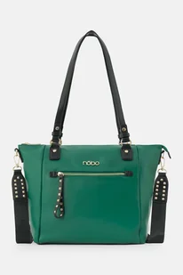Zielona shopperka Nobo z długimi rączkami oraz ćwiekami - Torebki damskie - miniaturka - grafika 1