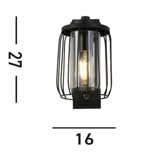 Searchlight Kinkiet zewnętrzny Reed, IP44, czarny, metalowy - Lampy ogrodowe - miniaturka - grafika 1