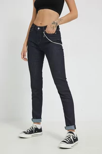 Spodnie damskie - Love Moschino jeansy damskie high waist - grafika 1