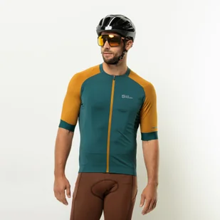 Męska koszulka rowerowa Jack Wolfskin GRAVEX FZ S/S M emerald - S - Koszulki męskie - miniaturka - grafika 1