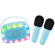 Instrumenty muzyczne dla dzieci - Bezprzewodowy zestaw Party Karaoke Blue z dwoma mikrofonami, LaLarma - miniaturka - grafika 1
