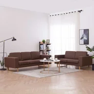 Komplety wypoczynkowe - vidaXL vidaXL Zestaw 2 sof tapicerowanych tkaniną, brązowy - miniaturka - grafika 1