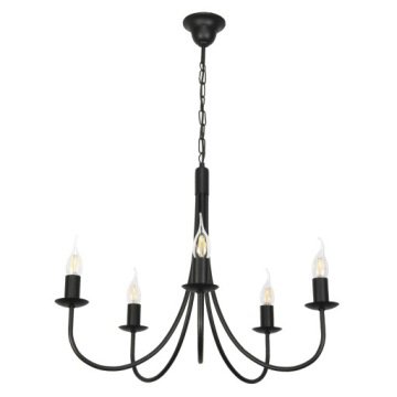Lampa Wisząca Sufitowa Żyrandol Led Retro Do Salonu Vintage Czarna 5xE14
