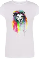Koszulki i topy damskie - Kolorowy Lew Damski T-shirt Modny Nadruk Rozm.XL - miniaturka - grafika 1