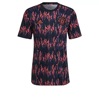 Koszulki męskie - adidas Męski t-shirt MUFC Preshi, czarny/czerwony (Rojsho), L - grafika 1