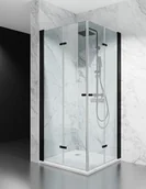 Kabiny prysznicowe - Swiss Liniger Kabina prysznicowa składana 95x95 cm szkło 6mm przeźroczyste profile czarny mat - miniaturka - grafika 1