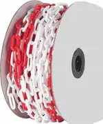 Łańcuchy i liny stalowe - Łańcuch na bębnie biało-czerwony DŁ. 25m SZER. 6mm 59856 - miniaturka - grafika 1