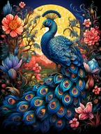 Zabawki kreatywne - Haft Diamentowy Paw Kwiecisty Majestat 45x60 cm - miniaturka - grafika 1