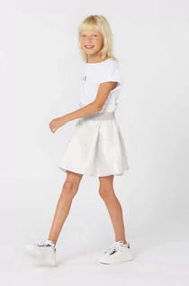 Sukienki i spódniczki dla dziewczynek - Karl Lagerfeld sukienka dziecięca kolor biały mini rozkloszowana - grafika 1