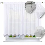 Firany - Firana gotowa cyrkonie prosta 130x400 krótka firany gładkie do salonu - miniaturka - grafika 1