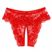 Majtki damskie - Stringi majtki damskie czerwone z dziurką otwarte - S/M - miniaturka - grafika 1