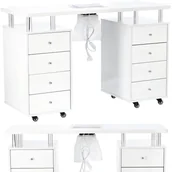 Meble kosmetyczne - Biurko stolik kosmetyczny biurko kosmetyczne do manicure z pochłaniaczem biały - miniaturka - grafika 1