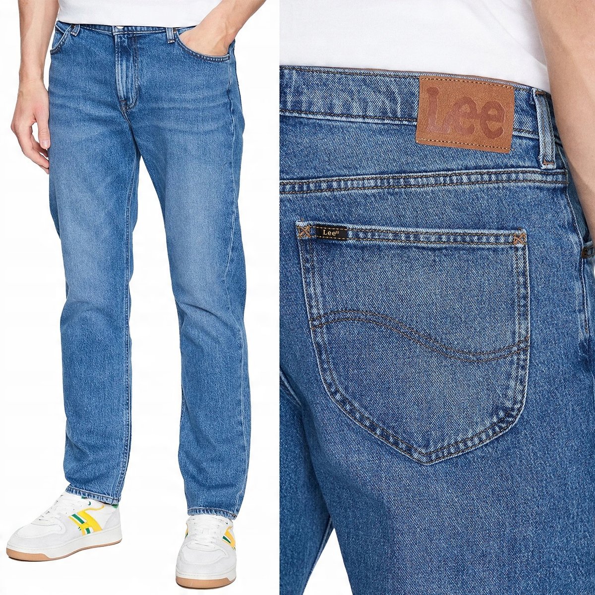 Lee WEST RELAXED Into the Blue Worn luźne proste spodnie jeansowe W36 L34