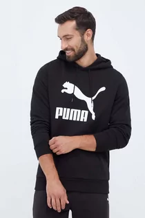 Bluzy męskie - Puma bluza bawełniana męska kolor czarny z kapturem z nadrukiem - grafika 1