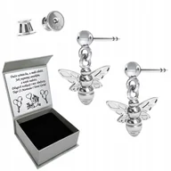 Biżuteria dla dzieci - Kolczyki Pszczółki Srebrne Kolczyki dla Dziewczynki Komunia Grawer 925 - miniaturka - grafika 1