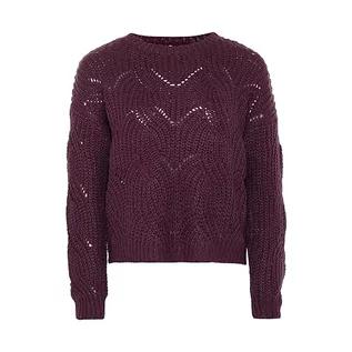 Swetry damskie - Jalene Damski sweter z dzianiny Twist, wygięty, falowany, ciemnofioletowy, w kratkę, rozmiar XL/XXL, ciemnoliliowy, XL - grafika 1