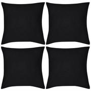 Poszewki na poduszki - vidaXL 4 Czarne bawełniane poszewki na poduszki 50xcm - miniaturka - grafika 1