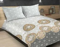 Pościel - Matex Pościel satynowa 160x200 46A Exclusive Mandala serwetki szara żółta - miniaturka - grafika 1