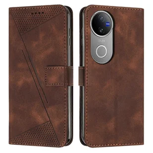 Foxdock Etui na VIVO V50 5G Ochronne etui na telefon z klapką z miękkiej skóry PU kompatybilne z VIVO V50 5G Brown - Etui i futerały do telefonów - miniaturka - grafika 1