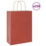 Zestawy upominkowe - vidaXL Torby papierowe 250 szt. z uchwytami czerwone 26x12x35 cm - miniaturka - grafika 1