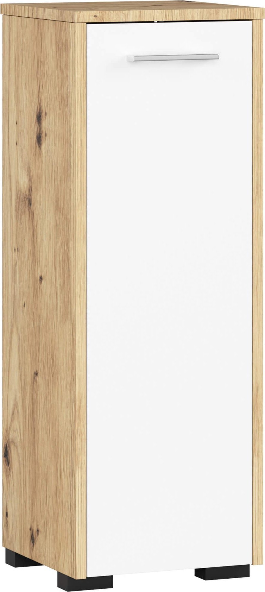 Szafka łazienkowa stojąca FIN 30 cm 1 drzwi 2 półki - dąb artisan biała
