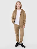 Spodnie i spodenki dla dziewczynek - 4F Spodnie dresowe joggery dziewczęce - beżowe 164 (13-14 lat) - miniaturka - grafika 1