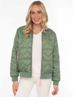 Kurtki damskie - Zwillingsherz Kurtka pikowana "Be Happy" w kolorze zielonym - miniaturka - grafika 1