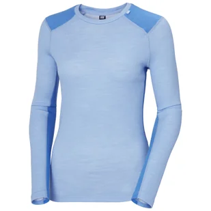 Helly Hansen Lifa Merino Midweight Crew, damskie, jasnoniebieski - Koszulki sportowe damskie - miniaturka - grafika 1