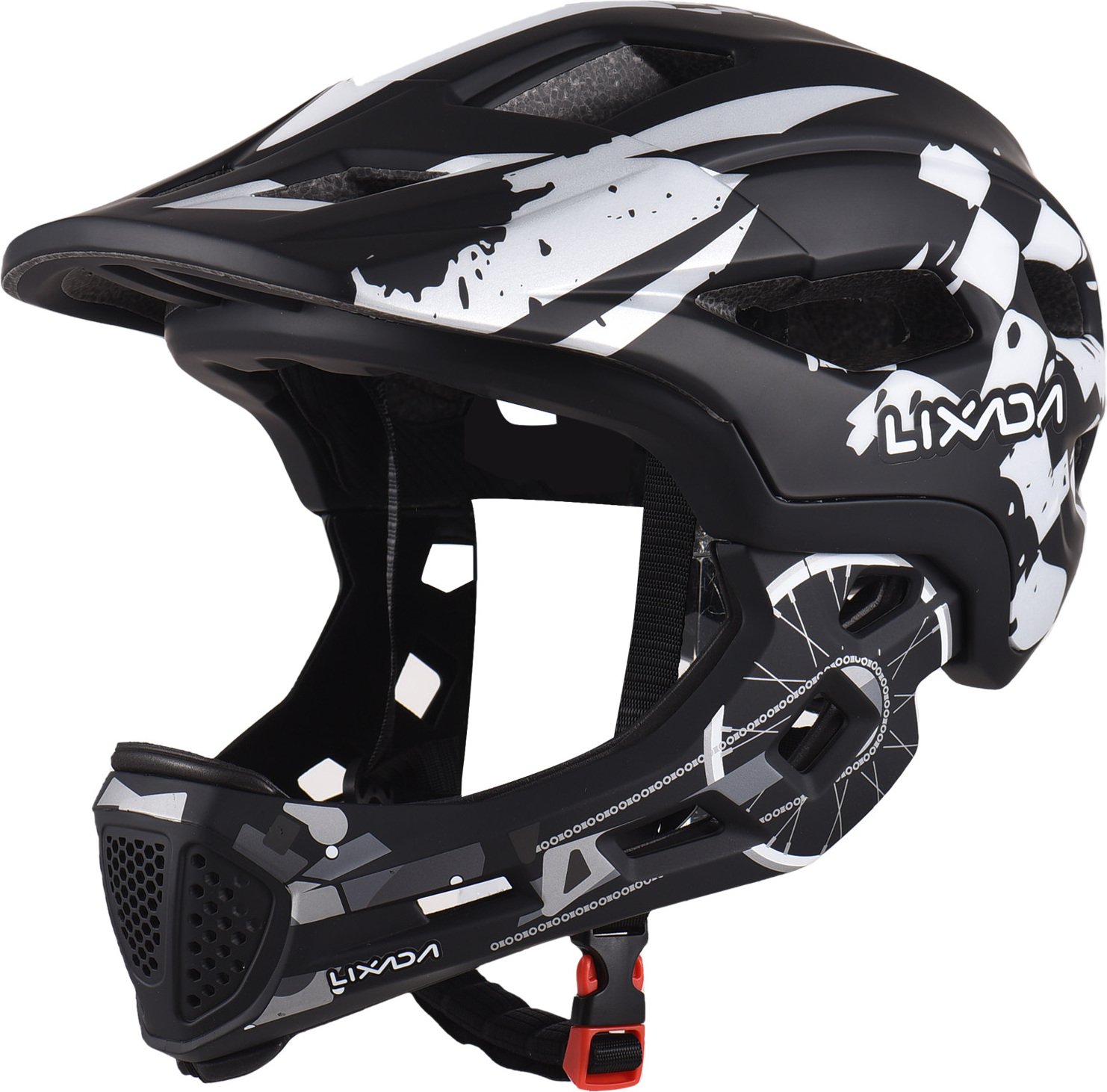 Dziecięcy kask rowerowy LIXADA, zdejmowany kask pełnotwarzowy, regulowany kask rowerowy dla dzieci, biały