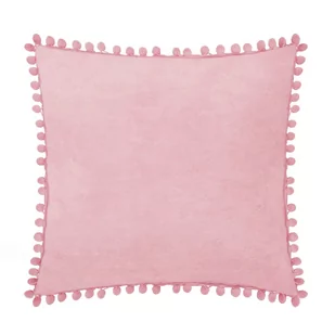 Poszewka dekoracyjna z pomponami różowa ESLOV 45x45 cm - Poszewki na poduszki - miniaturka - grafika 1