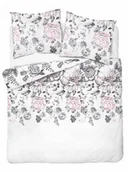 Pościel - Detexpol Pościel bawełniana 220x200 biała szara różowa kwiaty 4462 A bawełna 40 - miniaturka - grafika 1