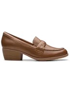 Mokasyny damskie - Clarks Skórzane mokasyny "Charlten Echo" w kolorze jasnobrązowym - miniaturka - grafika 1