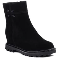 Botki damskie - Botki damskie na koturnie skórzane zamszowe czarne Loretta Vitale A577-38 - miniaturka - grafika 1