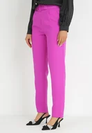 Spodnie damskie - Fuksjowe Spodnie Garniturowe z Paskiem Nemez - miniaturka - grafika 1