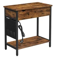 Ławy i stoliki kawowe - Stolik z gniazdkami i USB, 60x32x60 cm, ciemny brąz, czarny, mat - miniaturka - grafika 1