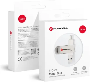 Pendrive 16GB USB 3.2 Gen 1 USB A / USB C Forcell F-Data Metal Duo srebrny - Pendrive - miniaturka - grafika 1
