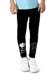 Legginsy dziewczęce getry długie z aplikacją 3D czarne chmurka 98-104 YOCLUB - Legginsy - miniaturka - grafika 1