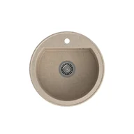 Zlewozmywaki - STEINER Zlewozmywak granitowy jednokomorowy 51 51 18 cm CUBA 210 beżowy ze stalowym odpływem HCQC5151BEZK - miniaturka - grafika 1