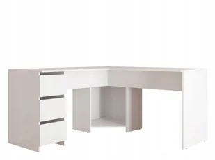 Białe Biurko Narożne do pracy Fotyn szuflady - Biurka - miniaturka - grafika 1