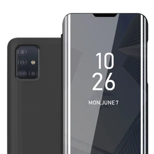 Etui Cadorabo do Samsung Galaxy A51 5G w kolorze TURMALINE BLACK Clear View lustrzane etui ochronne z funkcją podstawki 360 stopni etui z klapką na telefon komórkowy etui z klapką na książkę - Etui i futerały do telefonów - miniaturka - grafika 1