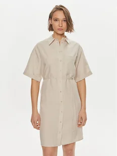 Calvin Klein Sukienka koszulowa K20K206697 Beżowy Relaxed Fit - Sukienki - miniaturka - grafika 1