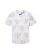 Koszulki męskie - TOM TAILOR T-shirt męski ze wzorem, 31838 – Light Blue Tonal Leaf Design, M - miniaturka - grafika 1