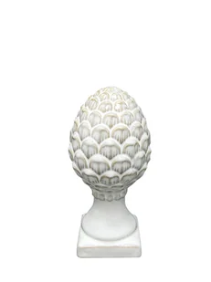 Figurka Hytte - ceramiczna szyszka 15.9 cm biała - Figurki dekoracyjne - miniaturka - grafika 1