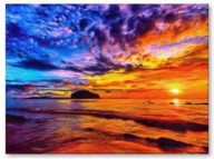 Malowanie po numerach - Haft Diamentowy, Obraz, Mozaika Diamentowa Diamond Painting, Zachód Słońca - Ocean 40X30Cm - miniaturka - grafika 1