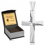 Biżuteria dla dzieci - SUBTELNY SREBRNY RODOWANY KRZYŻYK DIAMENTOWANY 925 NA CHRZEST BIERZMOWANIE - miniaturka - grafika 1