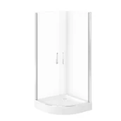 Kabiny prysznicowe - Kabina prysznicowa Cersanit Moduo 80x80x195 półokrągła chrom transparentne z brodzikiem tako 16 cm biały S601-476 - miniaturka - grafika 1