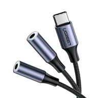 Kable komputerowe i do monitorów - Ugreen kabel przewód rozdzielacz słuchawkowy USB Typ C - 2x 3,5 mm mini jack AUX 20cm szary (30732) 30732 - miniaturka - grafika 1