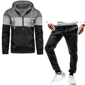 Dresy męskie - Męski komplet dresowy czarny Recea - miniaturka - grafika 1